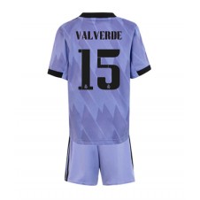 Real Madrid Federico Valverde #15 Bortaställ Barn 2022-23 Korta ärmar (+ Korta byxor)